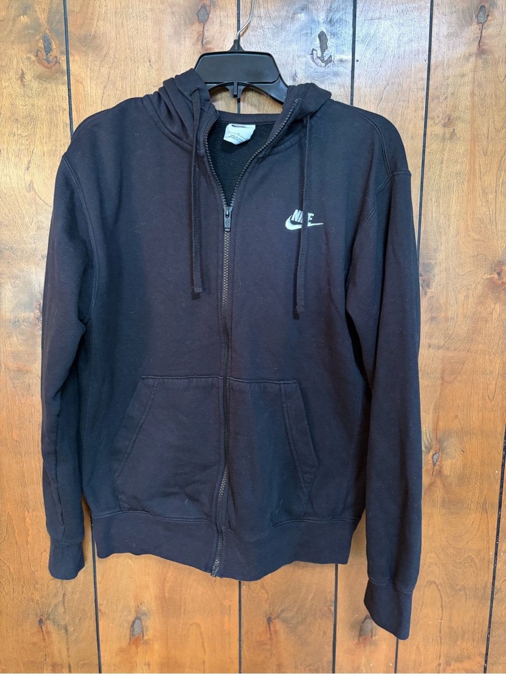 Nike Black Men's Full-Zip Hoodie with White Swoosh